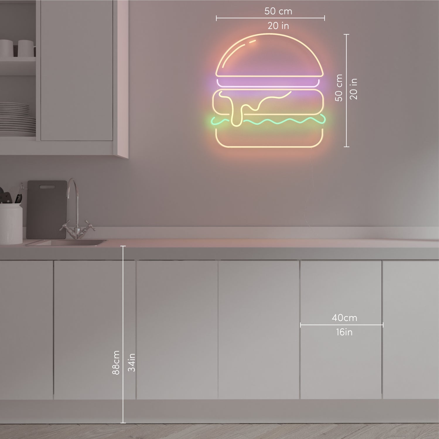Burger, LED Neon Sign - YELLOWPOP UK